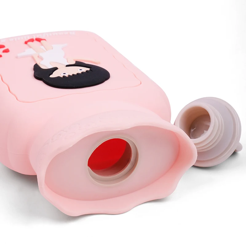 Silicone Hot Water Bottle Hot Water Bag Knit Cover Microwave Heating Bottle Hot & Cold Therapies