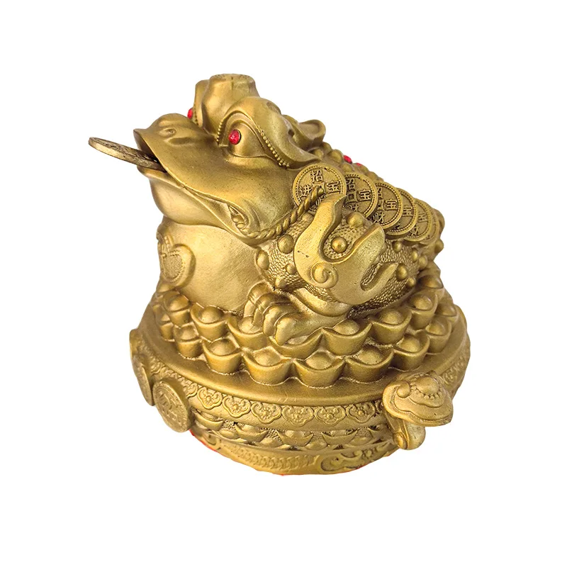 Factory Chinese traditional golden toad brass frog ornaments metal toad statue