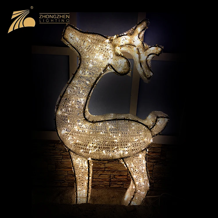 
New Arrival Outdoor Custom Decoration 3D Reindeer Star Acrylic Christmas Motif LED Light 