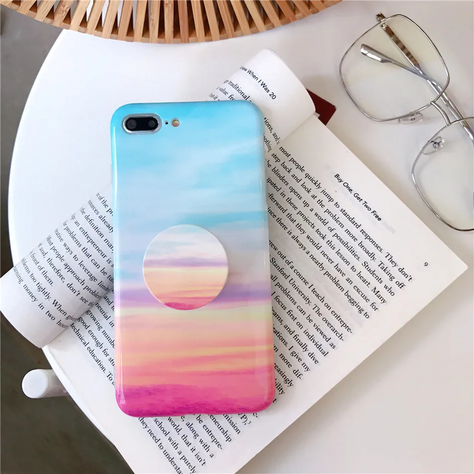 smooth folding bracket protective cover marble cell phone case for iphone XS MAX
