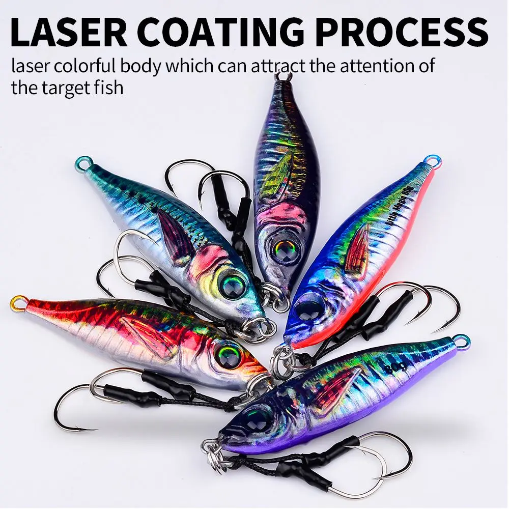 30g/40g/60g/80g 10 colors 3D Lifelike Eyes Realistic Fish Body Fast Sinking Jig Fishing Lures