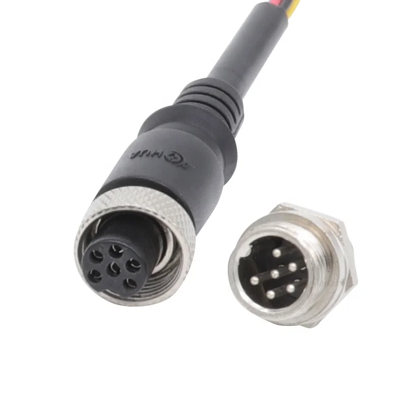 Waterproof Aviation Female Male Plug and Sockets M12 6 Pin Per Molding PVC Cable Wire Connector