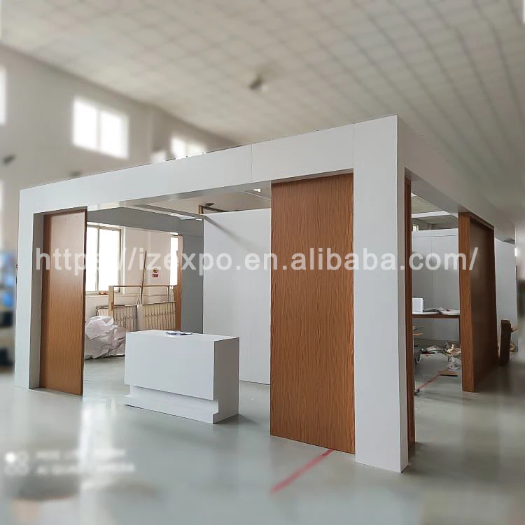 Izexpo 30MIN Quick SetUp Furniture Show Booth Wooden Modular Tradeshow Exhibition Stand Reusable 20ft Exhibition Booth Design