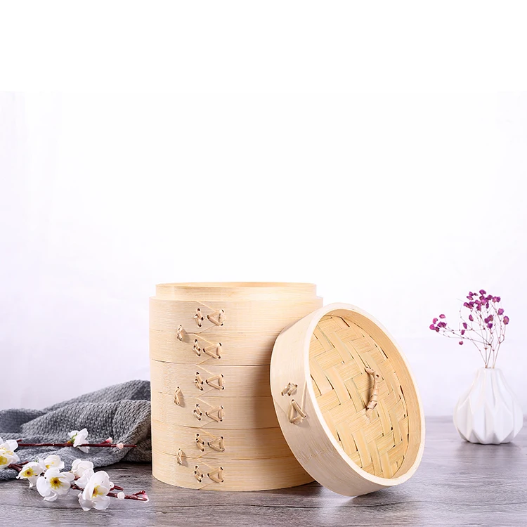 2021 Wholesale High Quality Round Natural Mini Bamboo Steamer Basket dimsum bamboo steamer basket Food Container Bamboo Steame