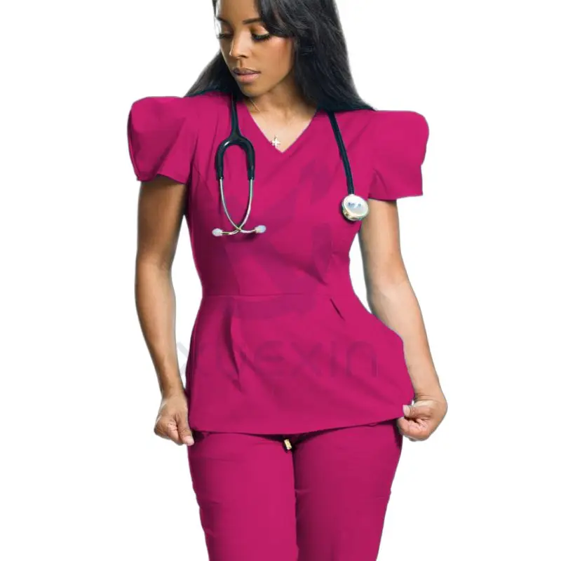 High Quality Nursing Hospital Work Wear Clothing Suits Women Scrubs Uniforms Short Sleeve Nurse Scrub Sets