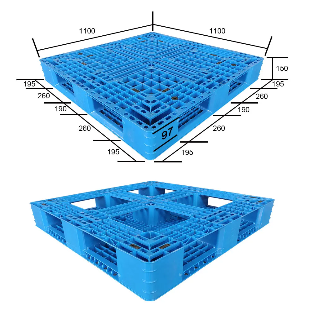 China Export Plastic Pallets 1100 x 1100 x 150mm High Quality Cheap Pure or Recycled HDPE Plastic Pallets