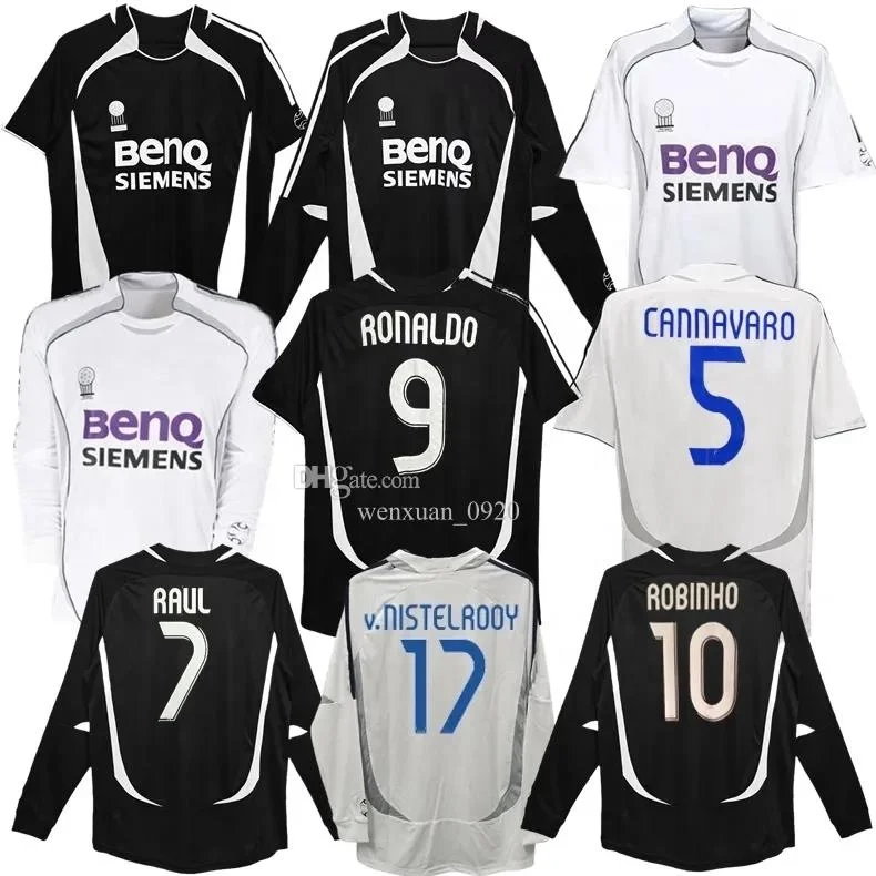 2006 2007 Ronaldo retro soccer jerseys 06 07 vintage Cannavaro Raul Marcelo Reals Madrids long sleeve classic football shirt