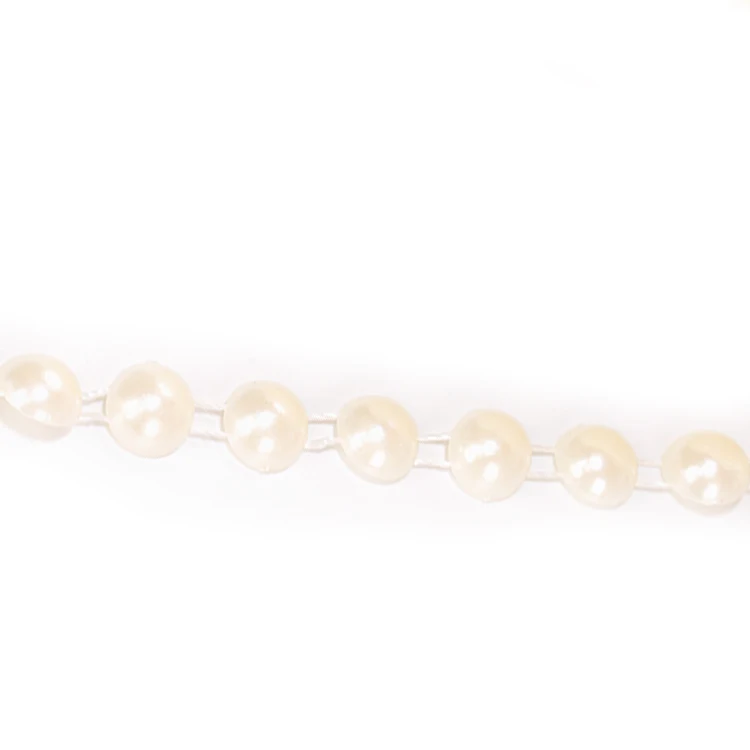 wholesale half round transfer ivory Pearl Beads Trim rhinestone Decoration Sewing roll plastic edge Trims cup chain for clothes