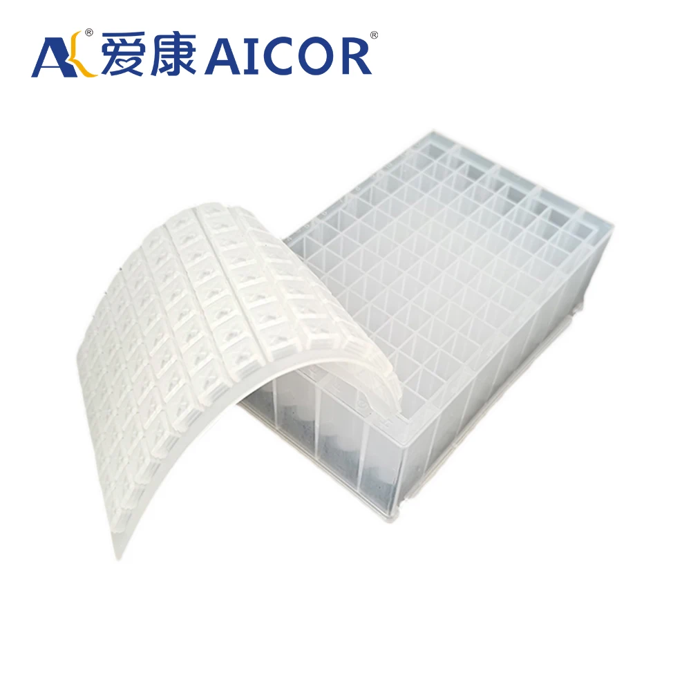 laboratory plastic 2.2ml conical reagent reservoir reagent bottle 96 deep well plate with 96 Round Well Silicone Cap Mat