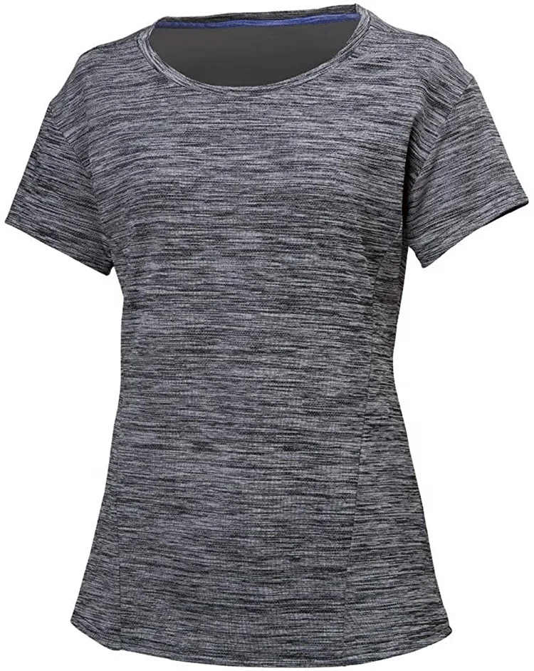 Byval Womens 100% Polyester Quick Dry Breathable Lightweight Short Sleeves Crew Neck Sports Jogger Gym Wearing Girls T Shirts