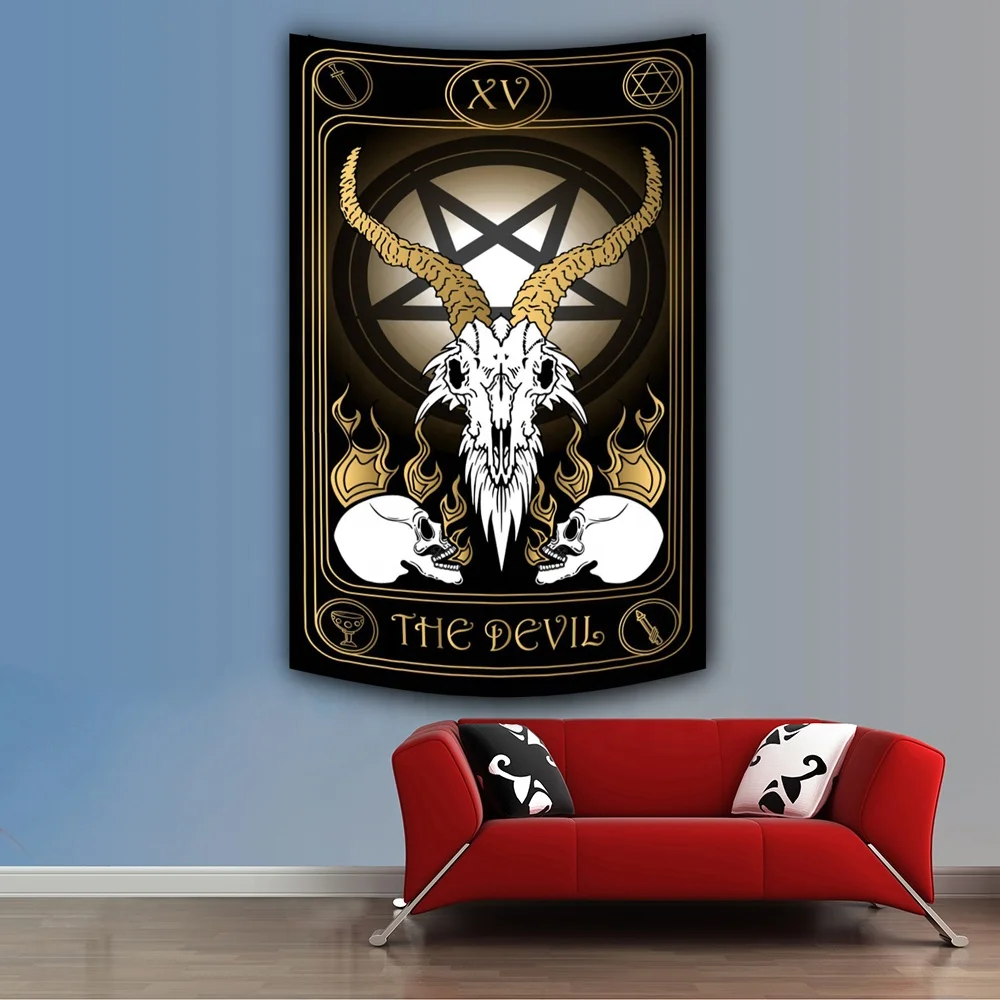 Mystical and Esoteric Symbol Black and Gold Tarot Cards Digital Printed Banner