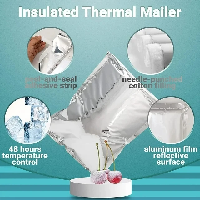 Aluminum Foil Foam Liner Bags Metallic Insulated Mailers Custom Logo Thermal Insulated Silver Self-Seal Mailers