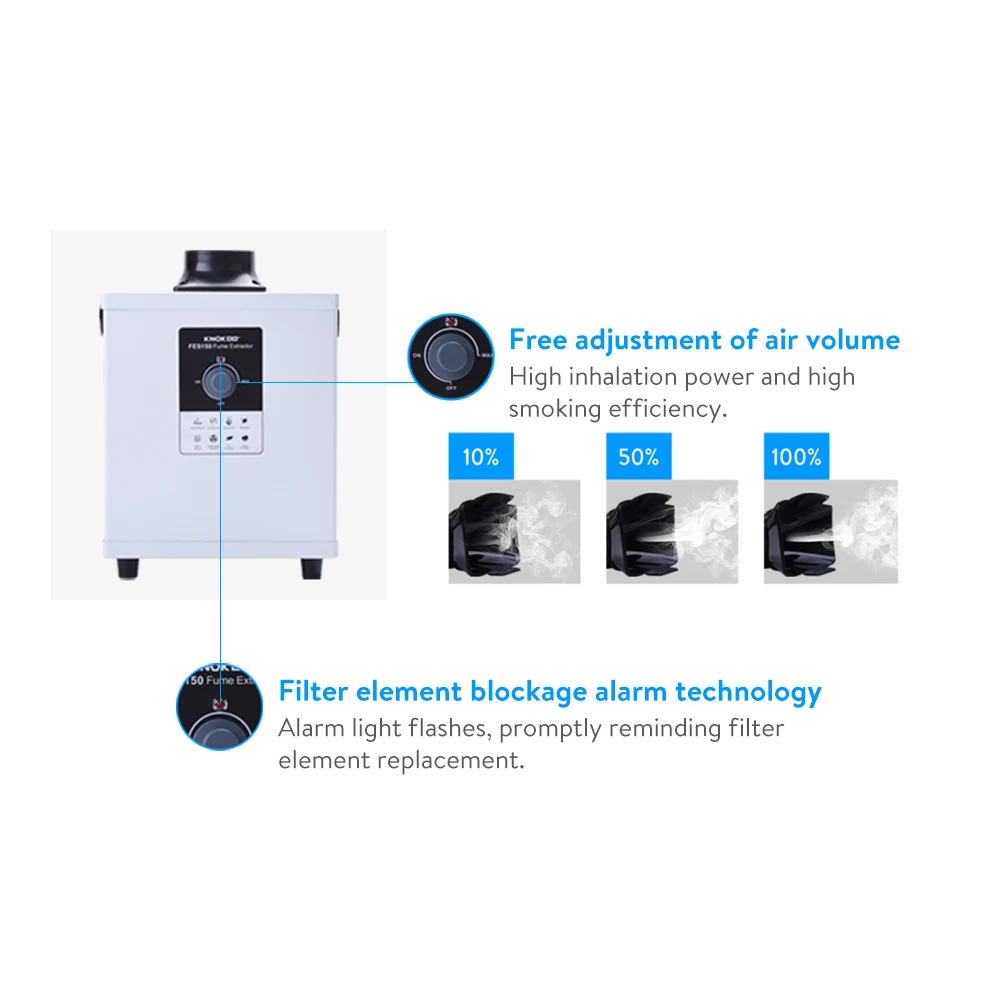 Solder Fume Extractor HEPA Filter FES150 Smoke Absorber for Nail Salon and ESD Soldering 3 Stage Filter with Activated Carbon