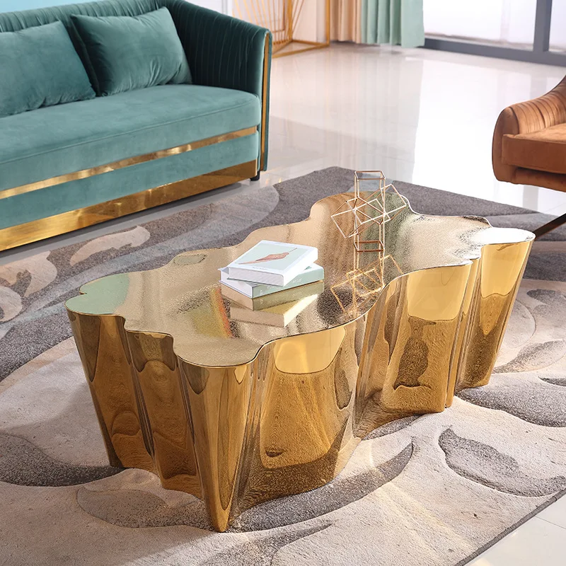 LN-1833 Unique laser tree special shape appearance gold finish 1M length coffee table decoration tea table for sitting room