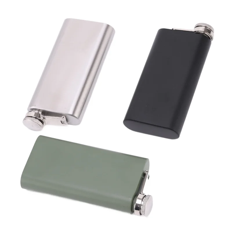 Pocket Flask Gift Set Colors Black Green Brown Flask and Drink Pot and Stainless Steel Hip Flask