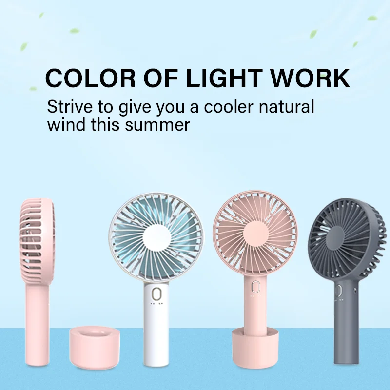 Durable Using Pocket Rechargeable Mini Usb Portable hand cordless small fan 4 Inch Handheld  Fan With Seat