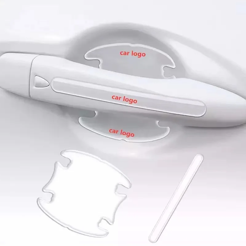 8Pcs Car Door Transparent Anti-collision Protector Bar Stickers Side Edge Protection Guards Rear View Mirror Cover Strip