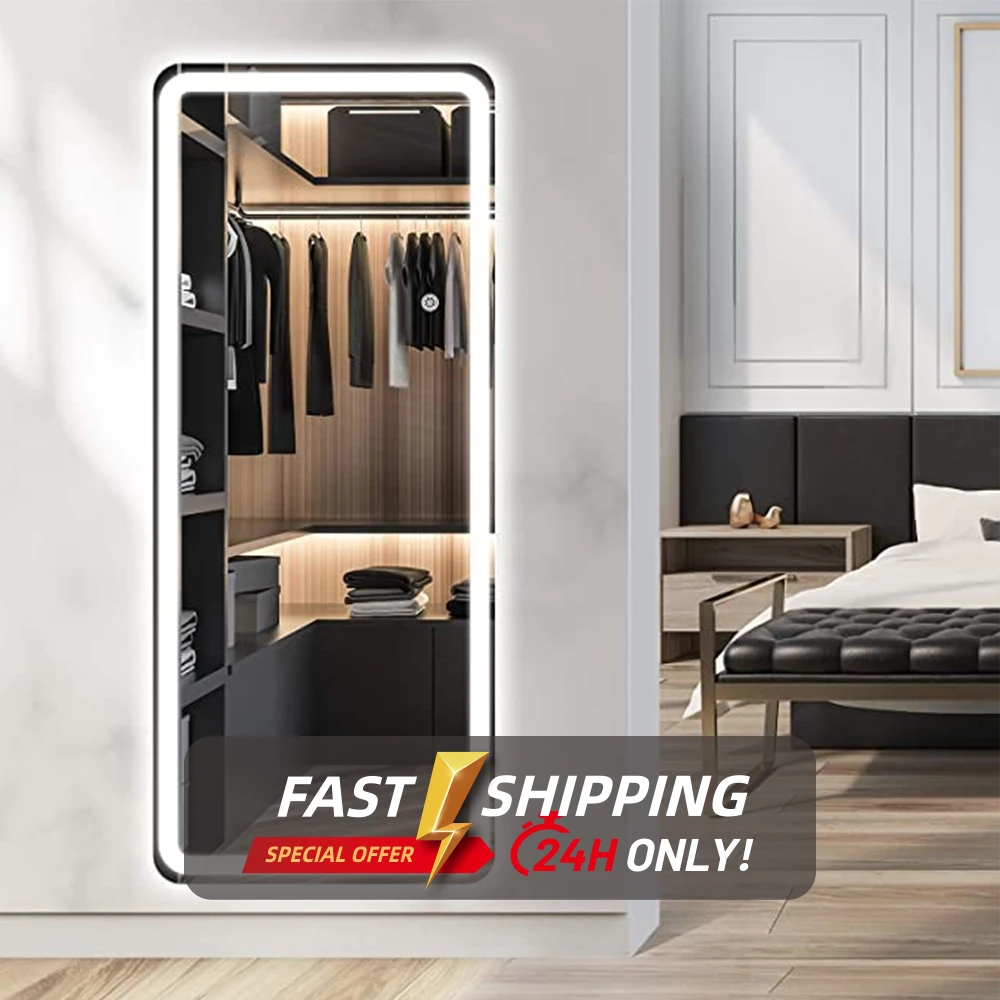 Индивидуальное светодиодное настенное зеркало большого размера в скандинавском стиле, полноразмерное зеркало для туалетного столика