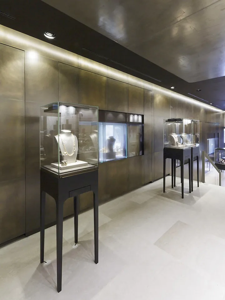 Jewellery Store Pop Up Display Custom Glass Round Pedestal Cabinet Lockable Vitrine Jewelry Showcase Display with LED Light