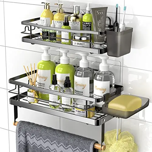 Suitable for bathroom black with soap shampoo bathroom shower storage organizer metal material hard and durable