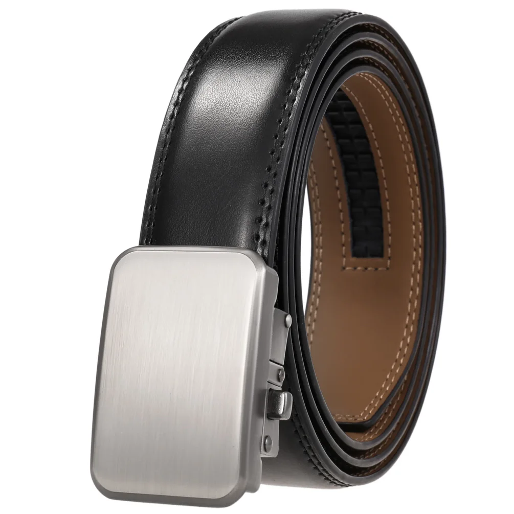 Wholesale Belts Automatic Buckle Design Cowhide Leather Belt Alloy Automatic Buckle Leather Belt For Men