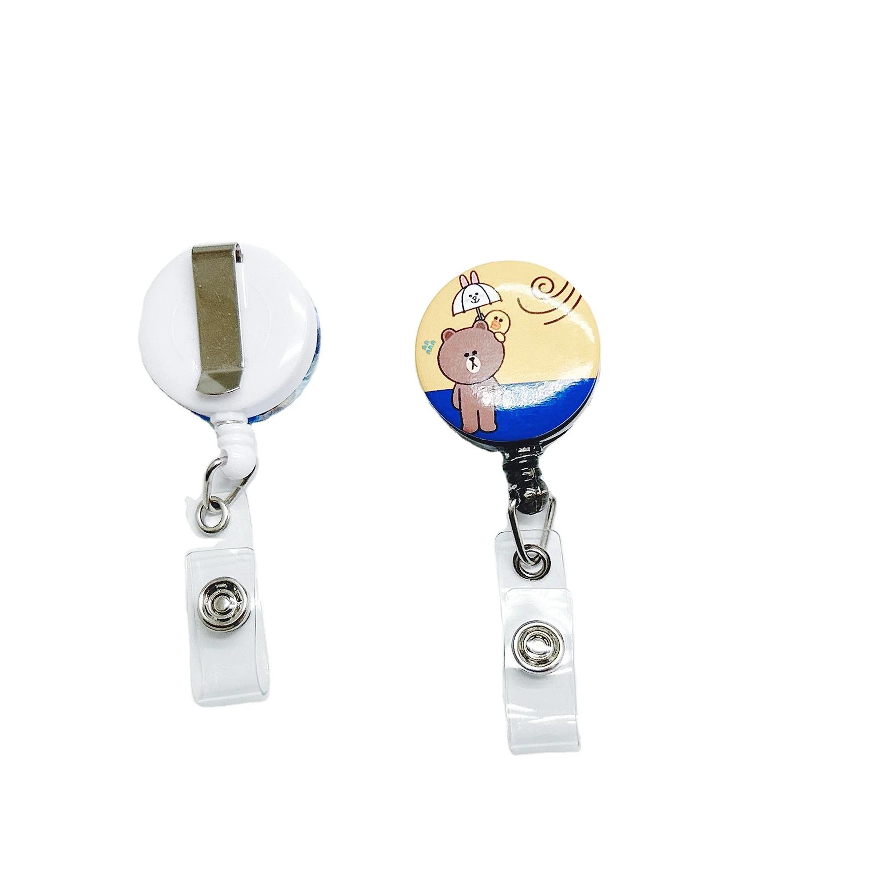 32mm 37mm Customized Heavy Duty Retractable Badge Holder Reel, Well Metal ID Badge Holder with Belt Clip Key Ring for Name Card