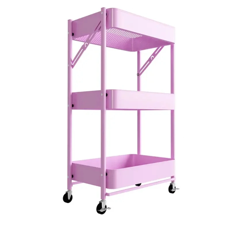 Household Used Slit Storage Cart Daily Necessities Storage Trolley Metal Food Storage Rack Trolley