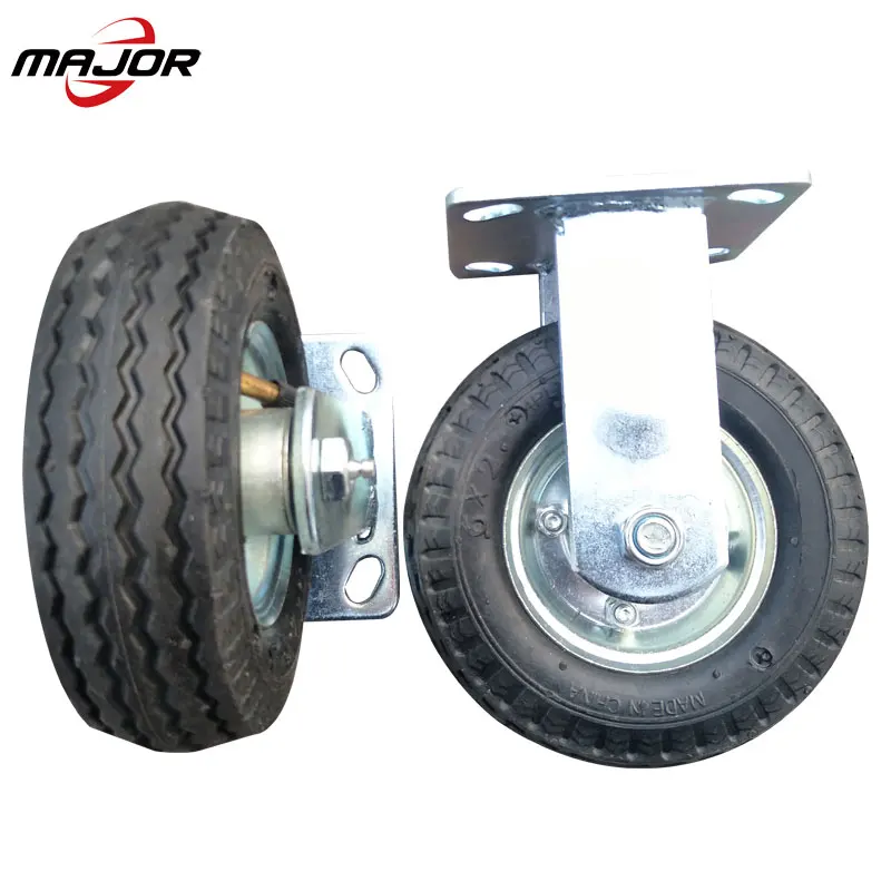 6 inch pneumatic inflatable rubber fixed swivel rigid caster wheel for hand truck
