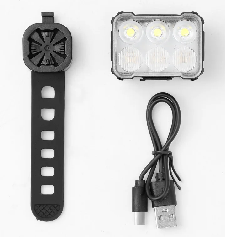 USB-C Rechargeable 6-LED Bike Light Set Waterproof Bicycle Head and Tail Light for Night Riding Battery Powered