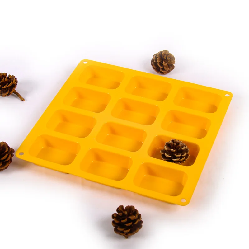 Hot-selling  12 Cavity Mini  Loaf Pan  Cake Tool Silicone Muffin Pan, Silicone Soap Mold