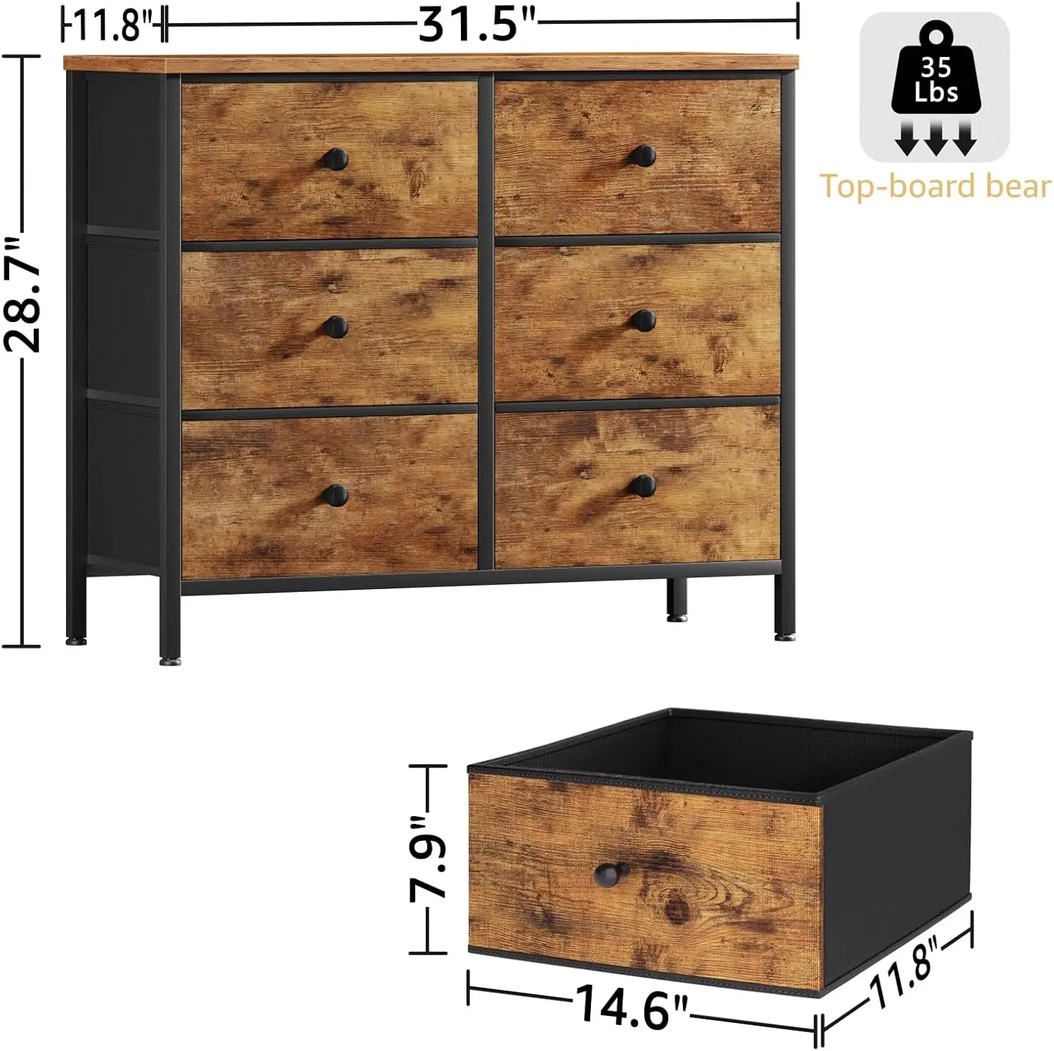 Modern Dresser Bedroom Furniture 6 Drawer Kids Dressers Chests Drawers Fabric Dresser Closet