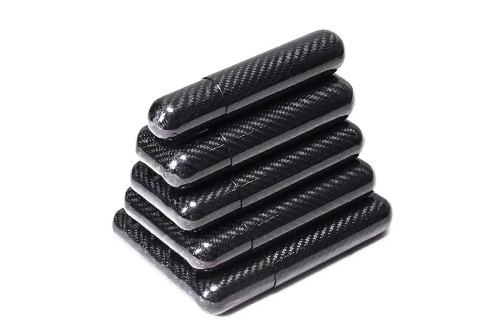 Men Luxury  1/2/3/4/5 Fingers Carbon Fiber Cigar Case In Matte