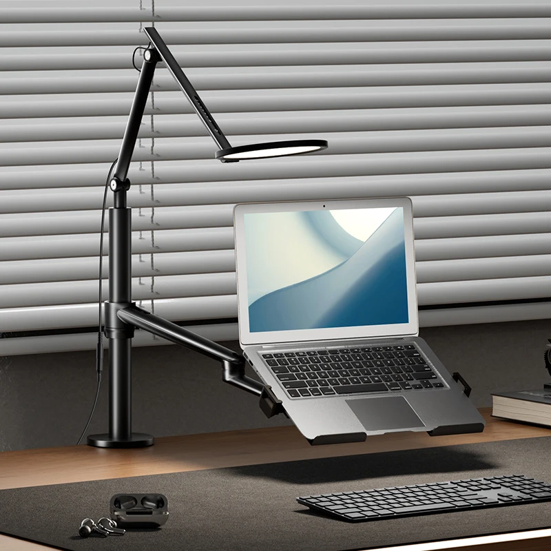 UPERGO LCD Monitor Desk Mount Bracket, Swivel Desktop Monitor or Laptop Stand Arm with Working Lamp