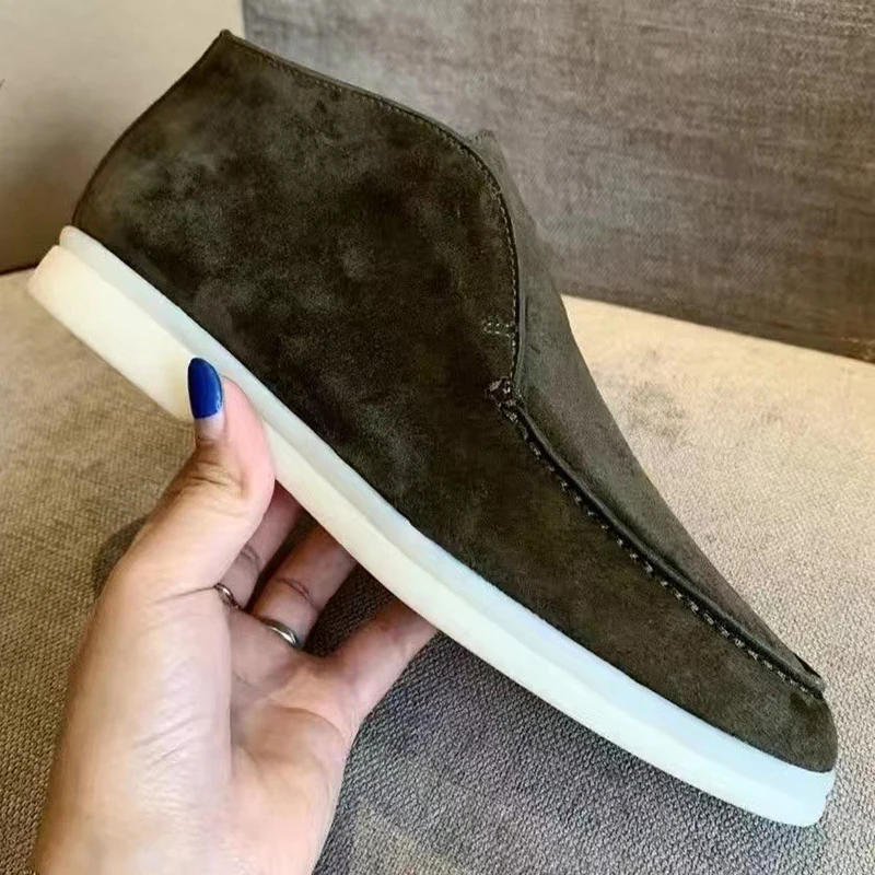 LP Luxury Unisex Loafer Shoe Kidsuede Upper Flat Casual Metal Fringe Decor Winter Season Walking Slip-On Breathable Comfortable