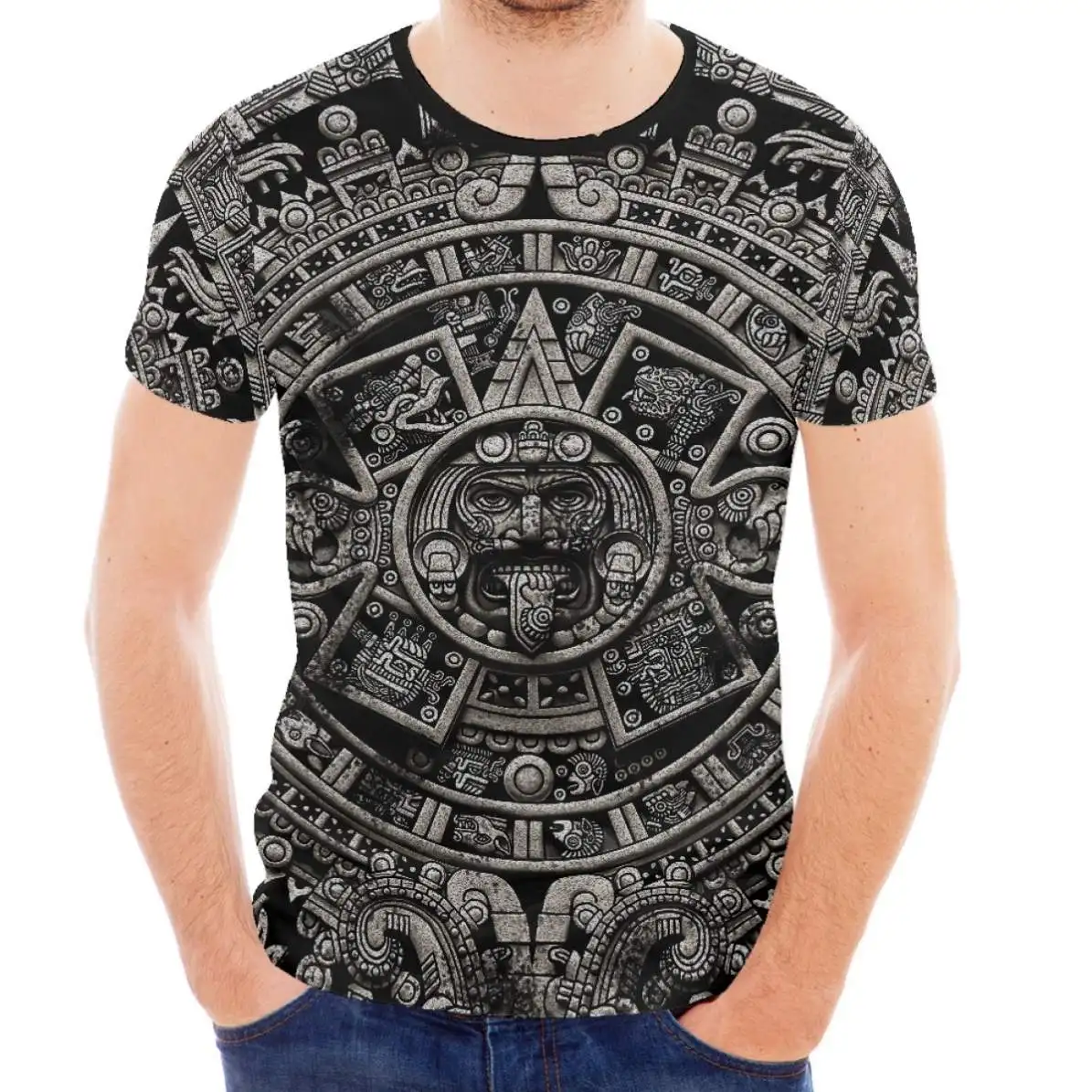 Wholesale T-Shirt For Men Mexico 3D Print Summer T Shirt For Men Fashion Breathable T Shirt Oversize Aztec Design Men Clothing