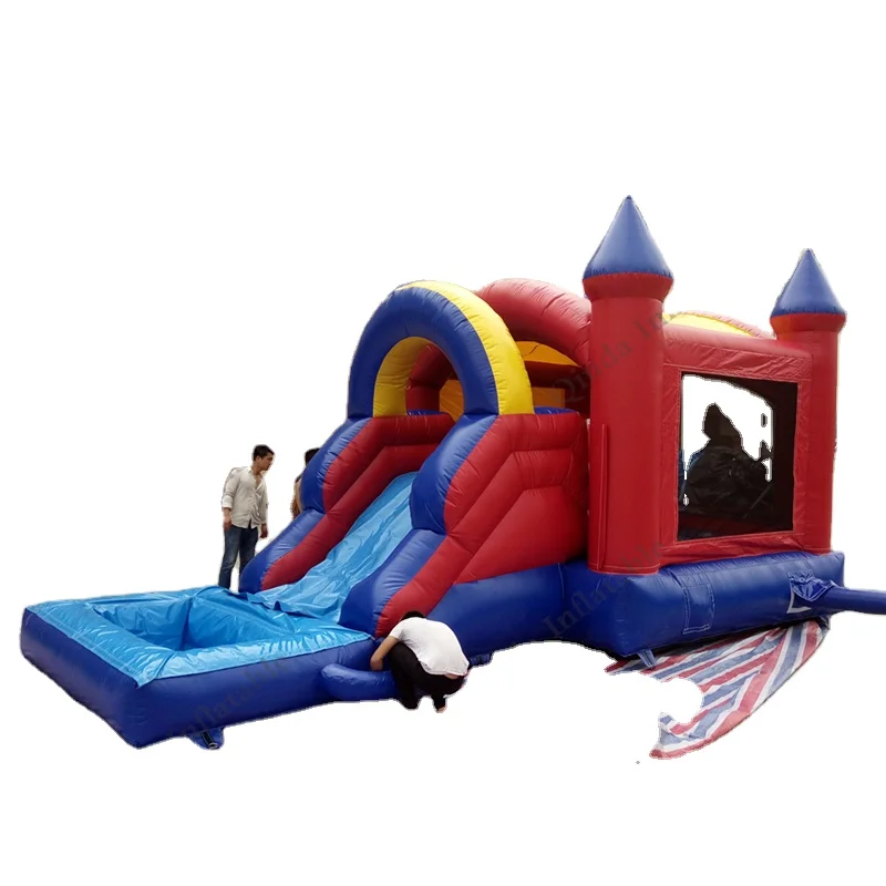 
2019 Funny kid games inflatable jumping house commercial bounce house combo with inflatable bouncy slide 
