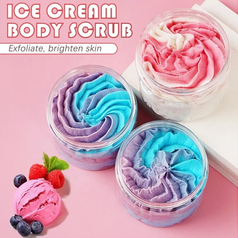 Custom Natural Handmade Fruit Scent Shower Gel Rainbow 3 Color Foaming Moisturizing Scrub Bath Whipping Soap Base