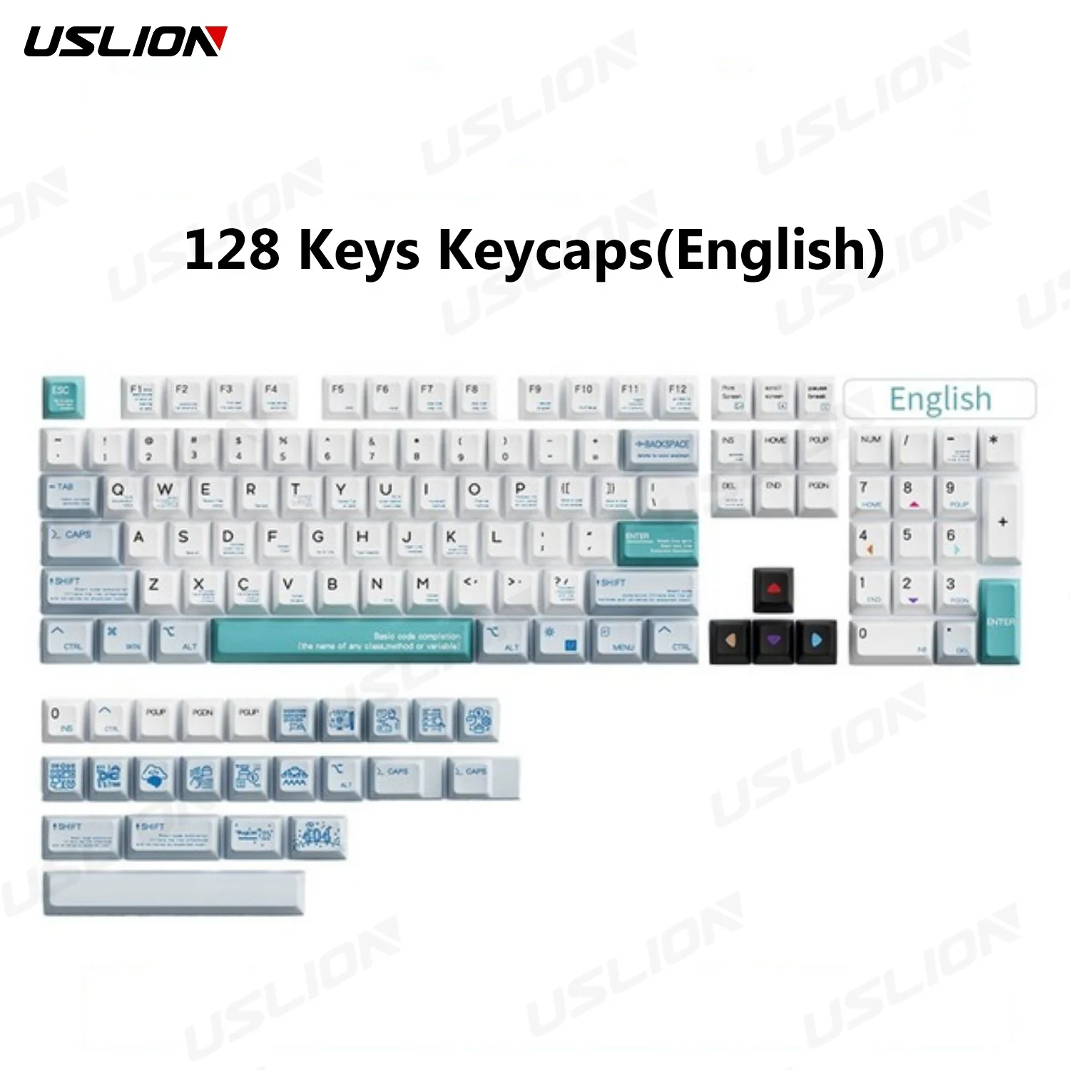 USLION 128 Keys PBT XDA Mechanical Keyboard Keycaps Set Anime Sublimation Artisan Cute Gradient Gaming Custom Keyboard Keycaps