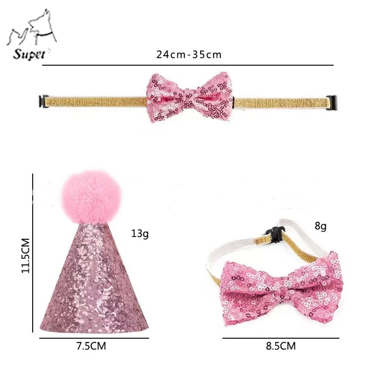 OEM Custom Popular Logo Woven Twill Happy Birthday Dog Hats Wholesale With Bow,Hat For Dog Christmas