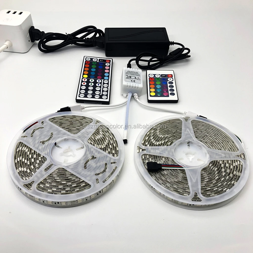 DC12V 5050 SMD RGB LED Strip 5m 150 LEDS 24 or 44 Key IR Remote Controller Color Changing PI65 Waterproof Led Strip Lights Kit