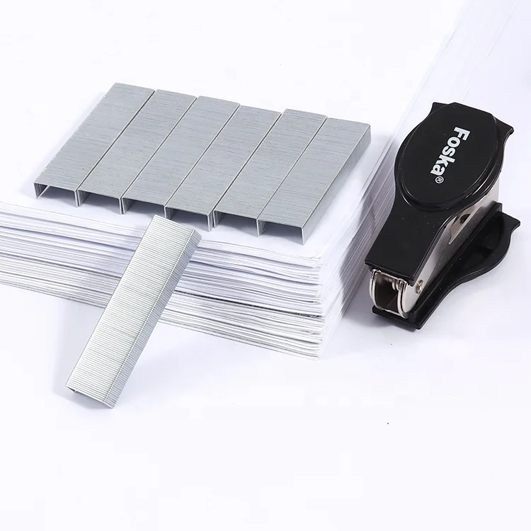 Foska Fast Shipping High Quality Cheap Metal School Stationery Silver Tech Normal Binder Staples 26/6 for Paper Binding