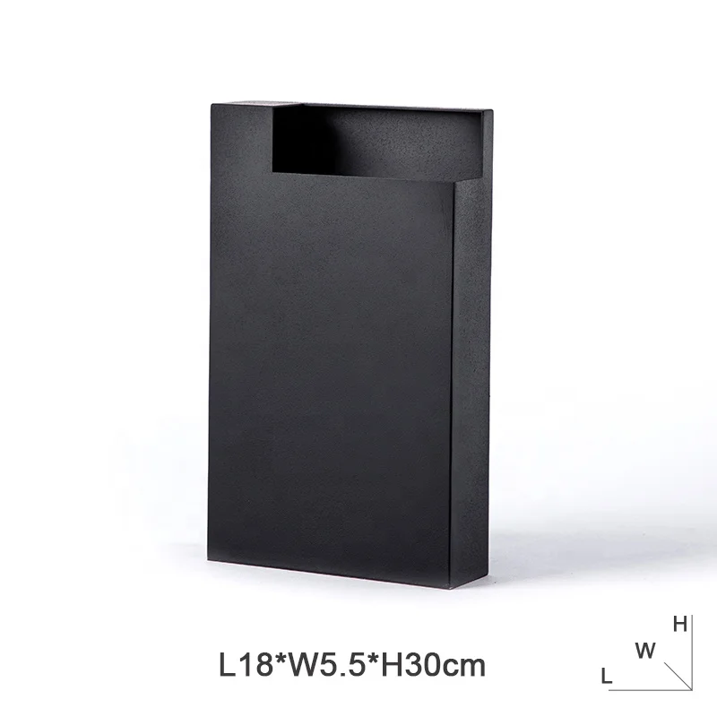 Modern Art Table Desktop House Decorative Geometric Rectangle Matte Metal Black Vase for Other Home Decor