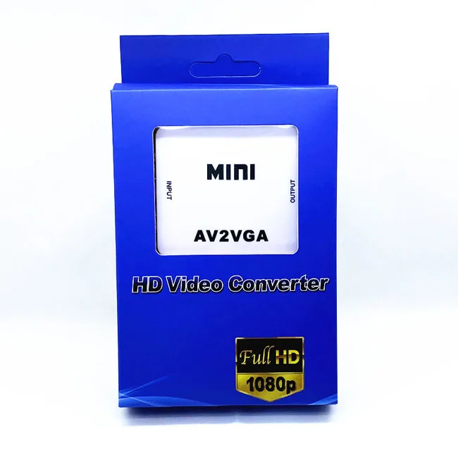 Mini AV to VGA Converter Jack Audio AV2VGA HD Video RCA PC Data to TV Adapter