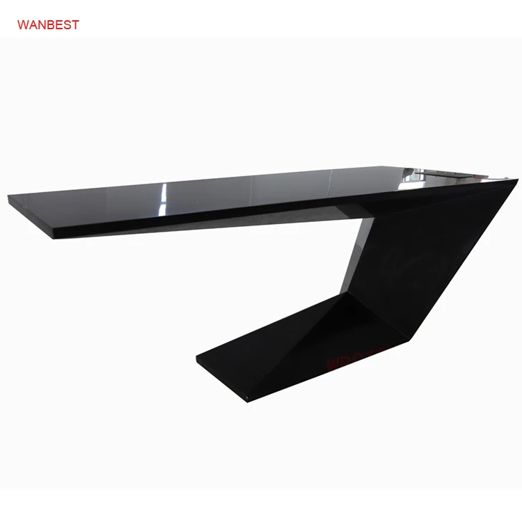 Fancy black boss office table modern artificial stone ceo office desk custom size business furniture
