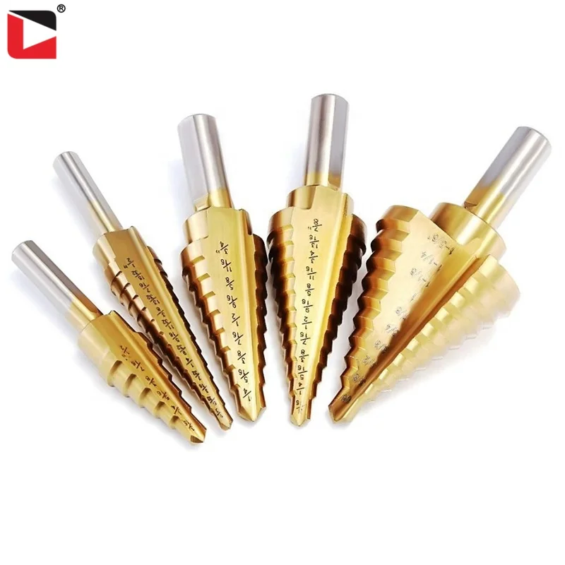 5pcs Hss multiple hole 50 sizes high speed steel titanium coated step drill bit set