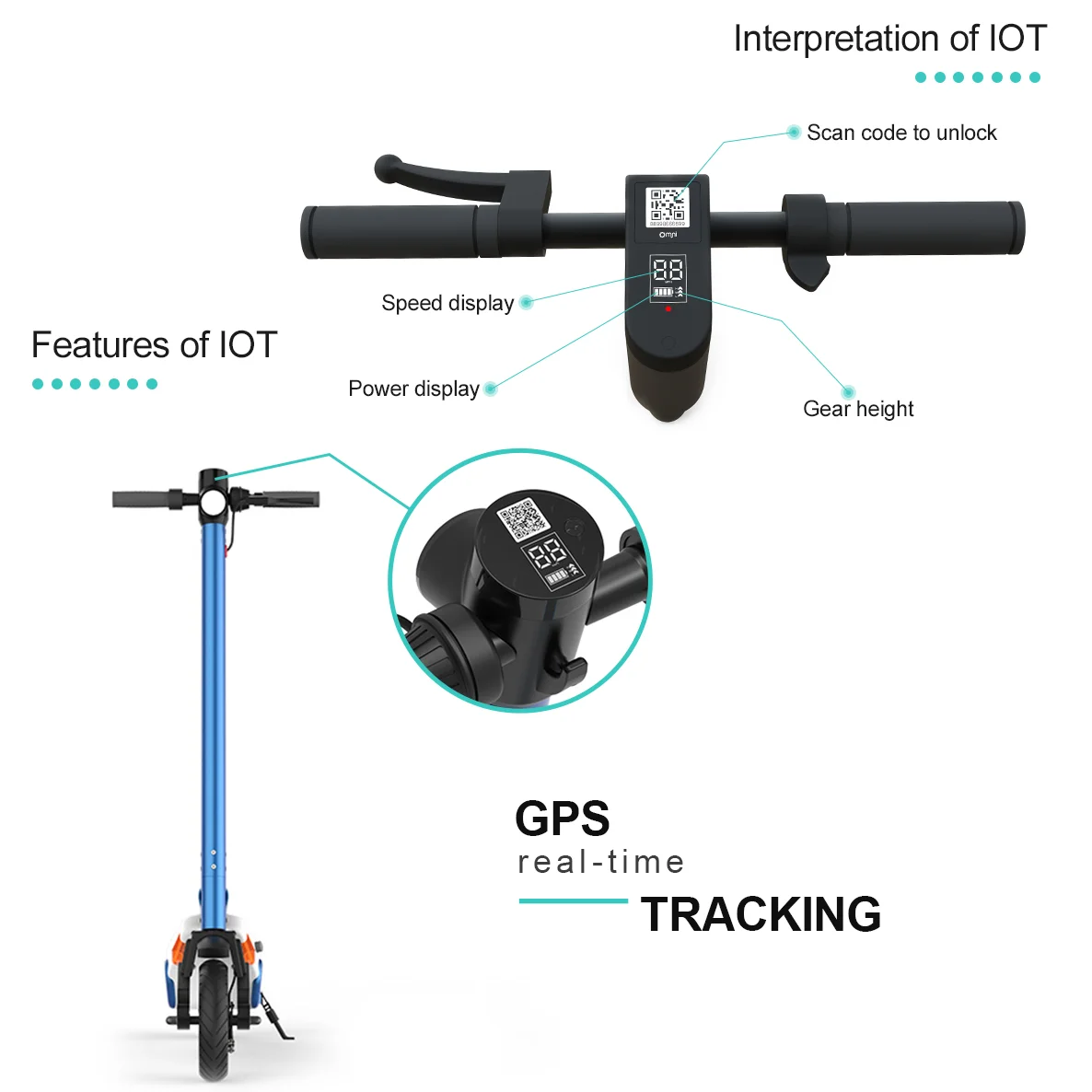 OEM GPS Tracking Shared Rental Scoot Software Sharing Removable Battery Electric Scooter Controller Lock 4G IOT Module
