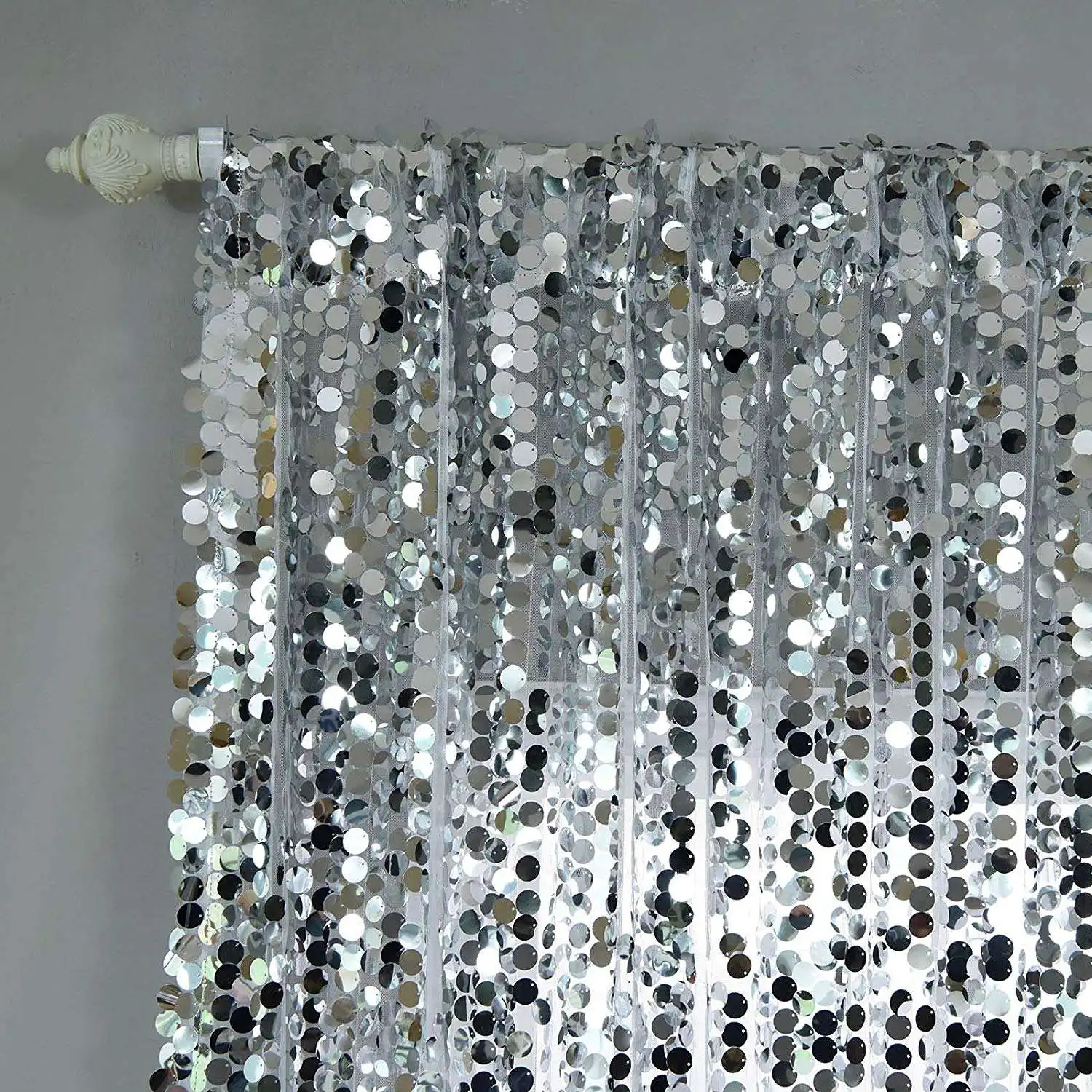 High Quality Photography Photo Booth Background 2 X 8ft Silver Large Sequin Backdrop Curtains for Party Curtain