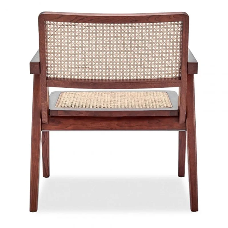Cheap European Cane Rustic Hand Chair Solid Wood Frame Armchair Rattan Dining Chairs