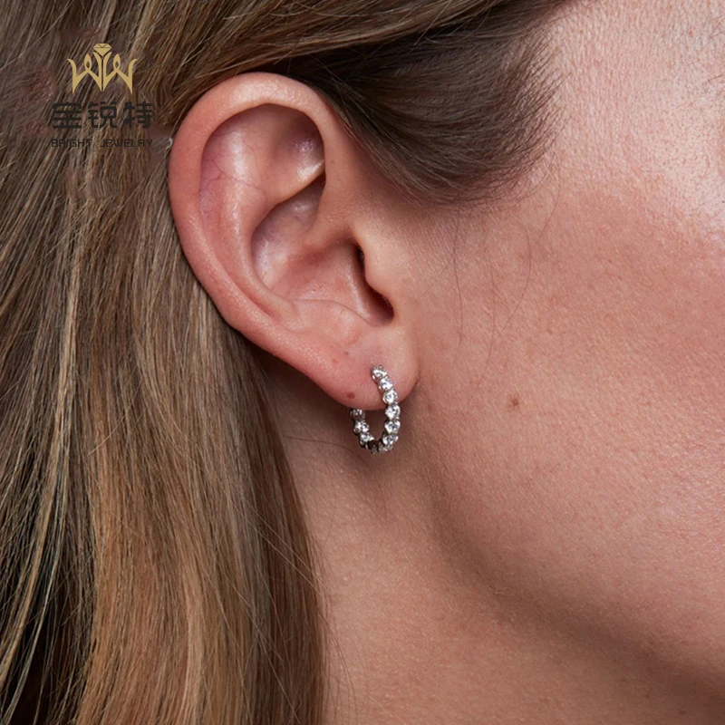 14k Gold Lab Diamond Stud Earrings Custom Full Hoop Diamond Stud Jewelry Womens Earrings