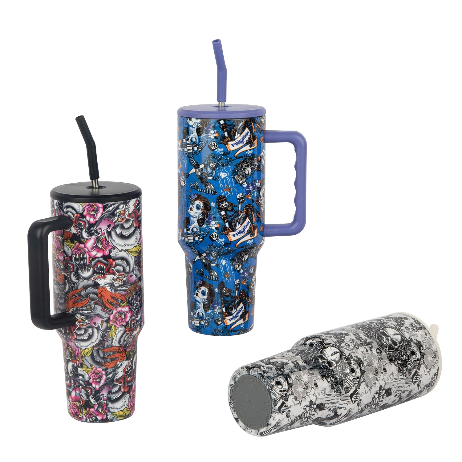 Portable 40 Oz Vaccum Tumbler With Handle And Straw Lid Insulated For Kids For School